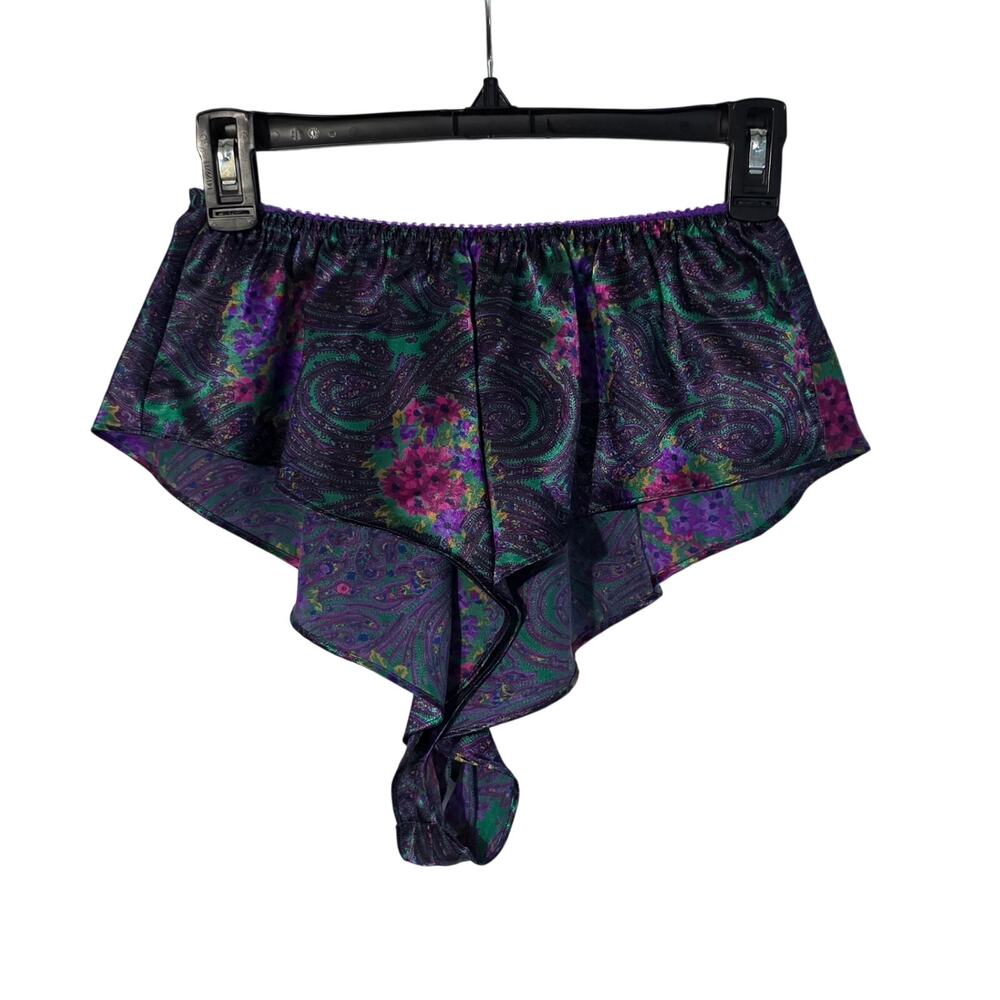 Vintage Victoria's Secret Gold Label satin floral‎ high-cut shorts Size S